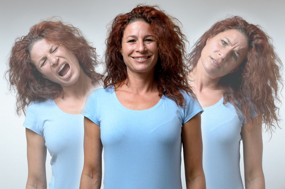 Woman Showing Multiple Sides of Her Personality Due to Bipolar Disorder