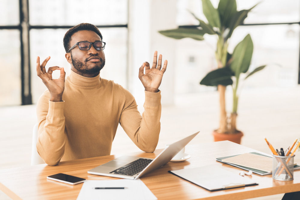 Recovered man visualizing a successful career