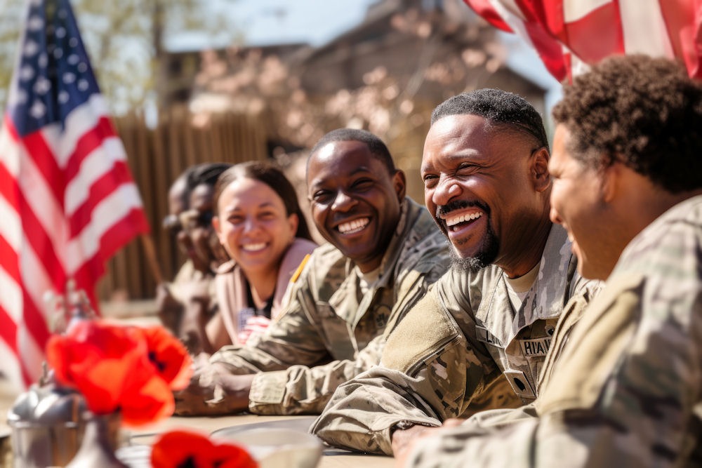 Group of active duty members smiling in a recovery integrity program