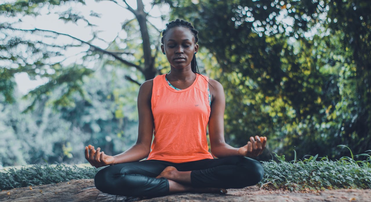 A woman doing yoga therapy at a drug rehab center in Portland