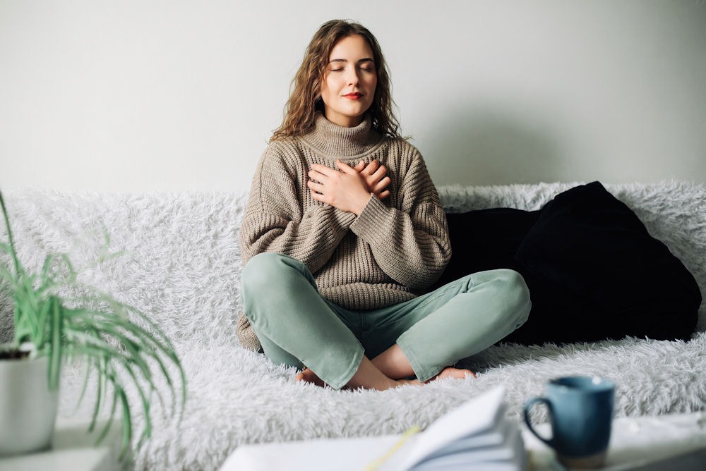 a woman practicing meditation