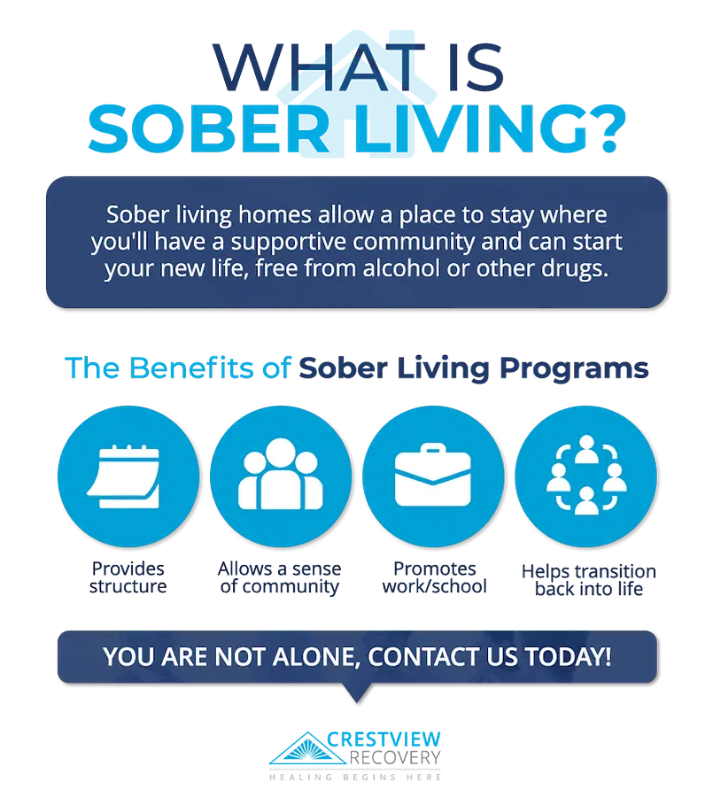 Infographic explaining what sober living entails and means