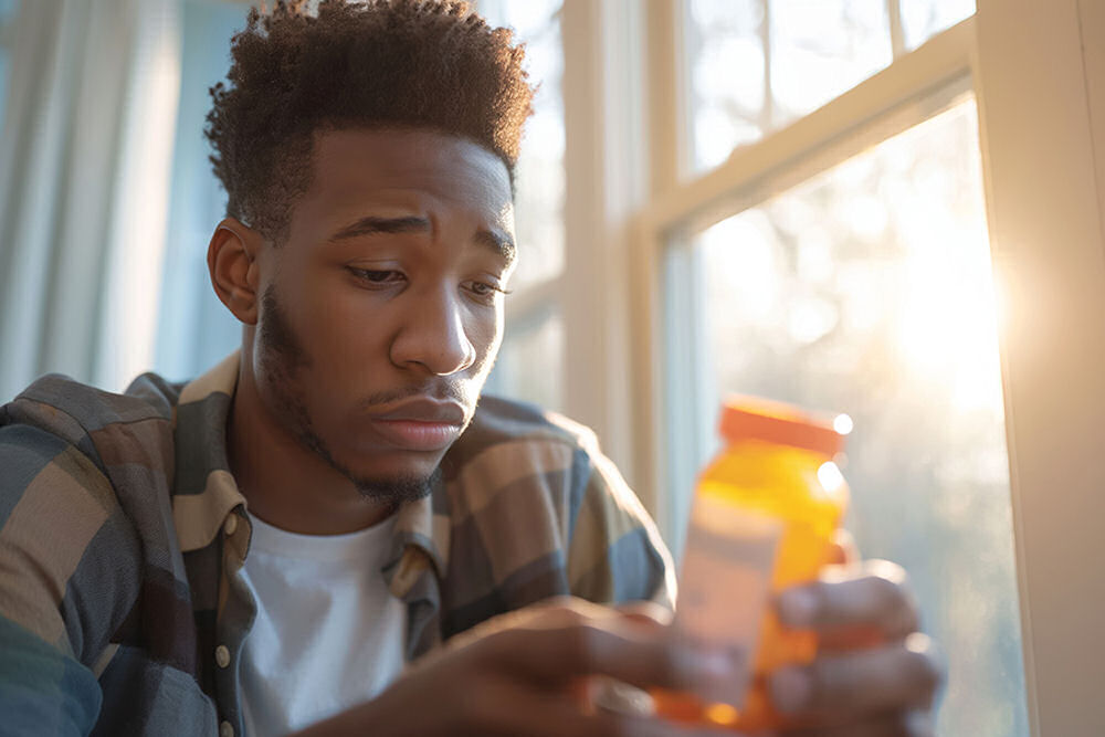 a-man-starting-at-a-trazodone-bottle